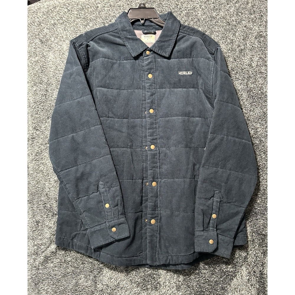 Hurley Men's Waletale Corduroy Jacket Armored Navy Snap Button Cotton XL (R2)